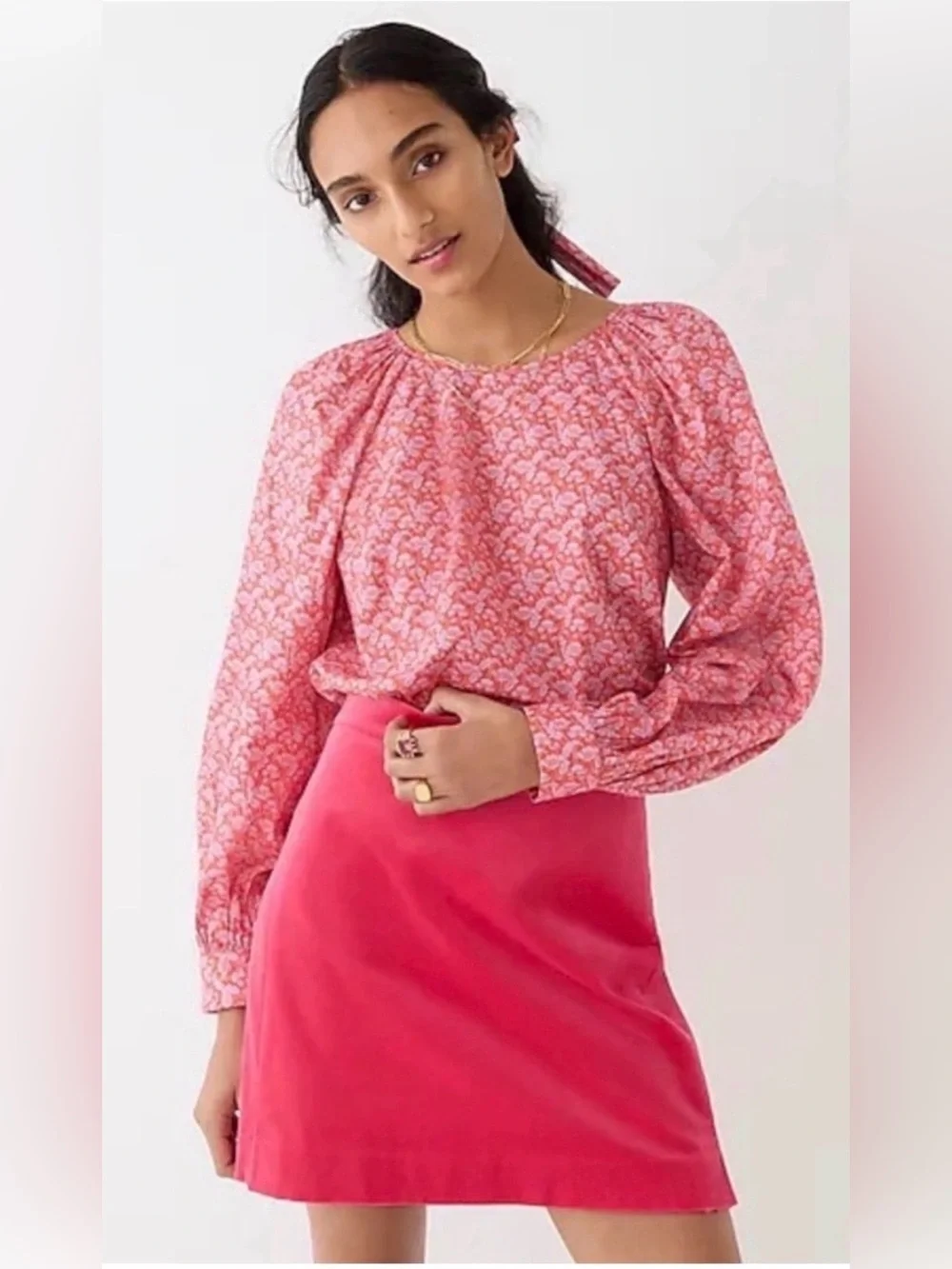 J. Crew x  Liberty of London Puff-Sleeve Scoopneck Shirt Toutouayette Print Sz S